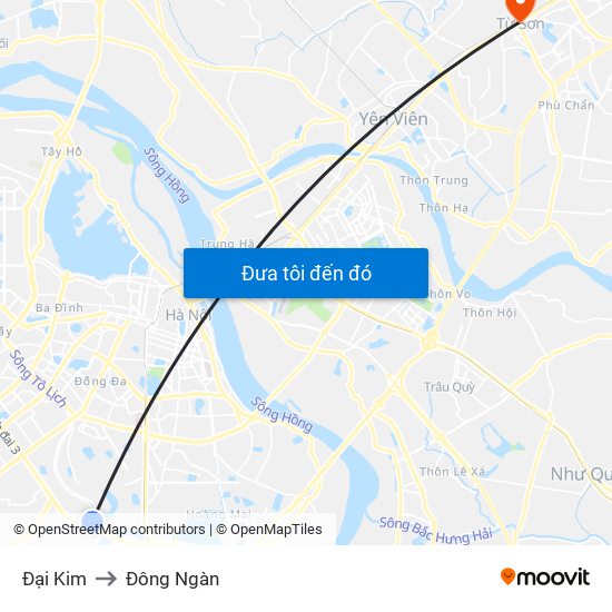 Đại Kim to Đông Ngàn map