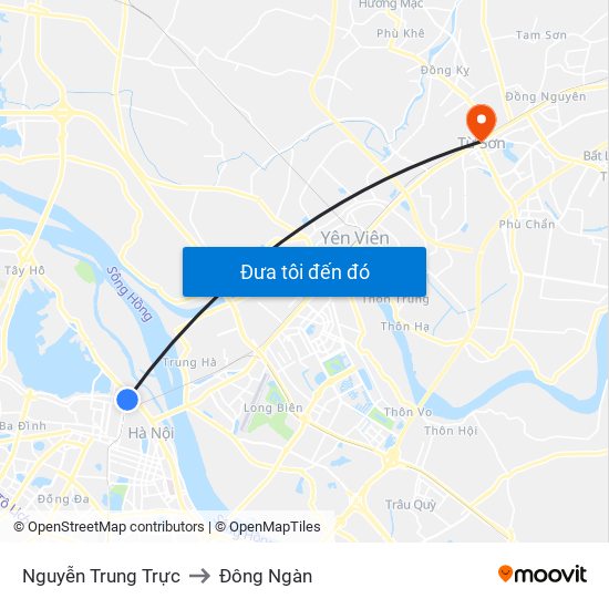 Nguyễn Trung Trực to Đông Ngàn map