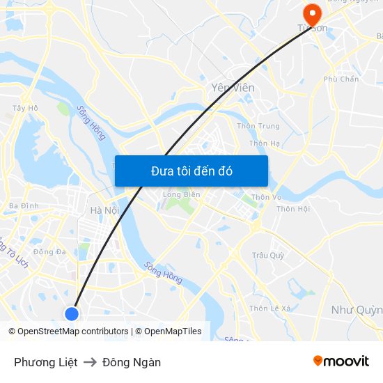 Phương Liệt to Đông Ngàn map