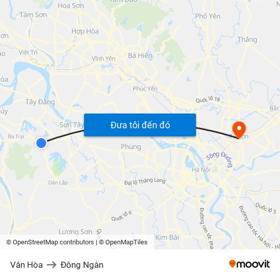 Vân Hòa to Đông Ngàn map