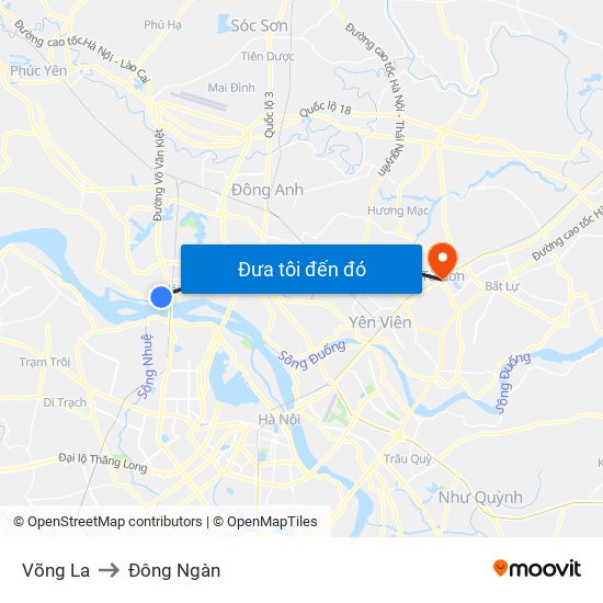 Võng La to Đông Ngàn map