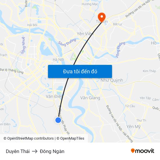 Duyên Thái to Đông Ngàn map