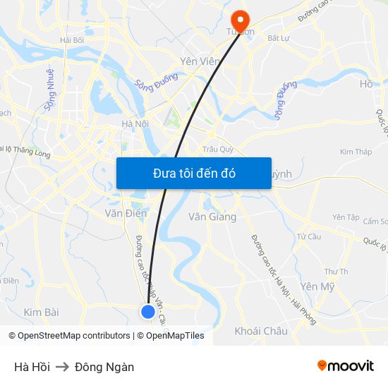 Hà Hồi to Đông Ngàn map