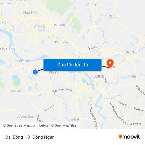 Đại Đồng to Đông Ngàn map