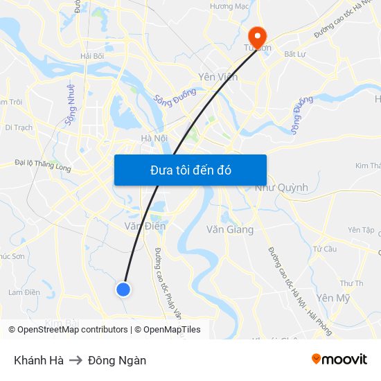 Khánh Hà to Đông Ngàn map