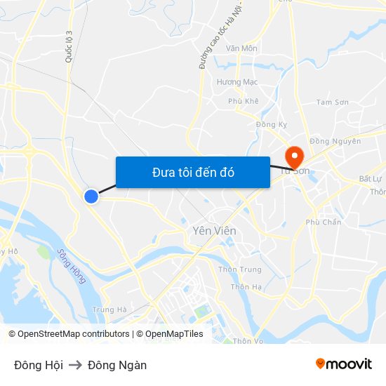 Đông Hội to Đông Ngàn map