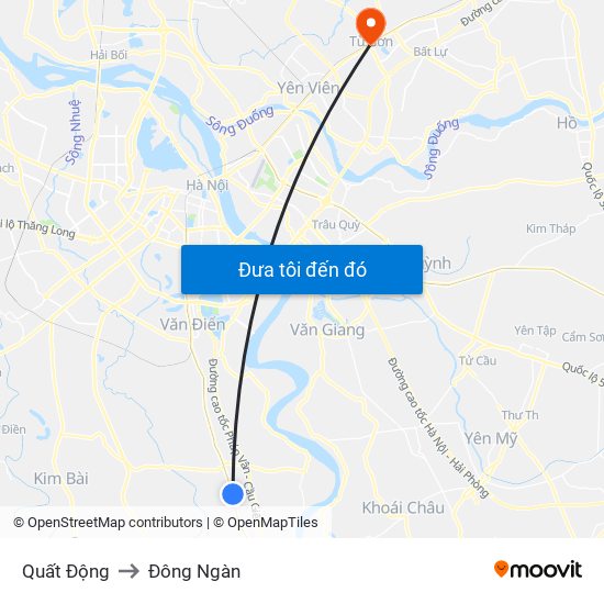 Quất Động to Đông Ngàn map