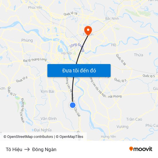 Tô Hiệu to Đông Ngàn map