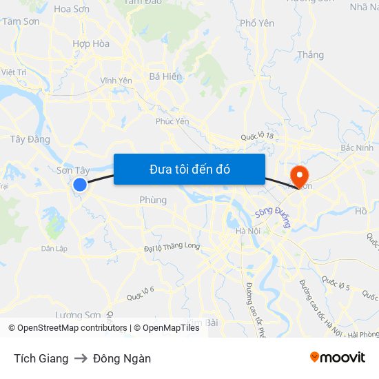 Tích Giang to Đông Ngàn map