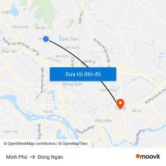 Minh Phú to Đông Ngàn map