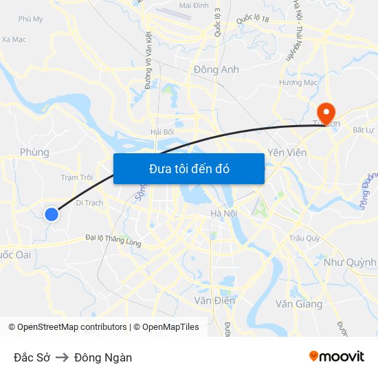 Đắc Sở to Đông Ngàn map