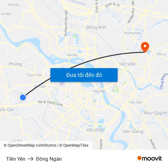 Tiền Yên to Đông Ngàn map