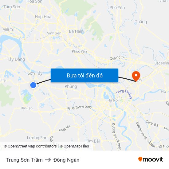 Trung Sơn Trầm to Đông Ngàn map