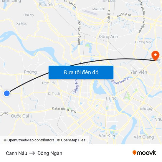 Canh Nậu to Đông Ngàn map