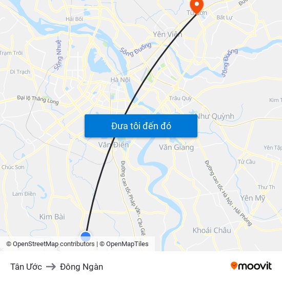 Tân Ước to Đông Ngàn map