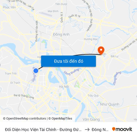 Đối Diện Học Viện Tài Chính - Đường Đức Thắng to Đông Ngàn map