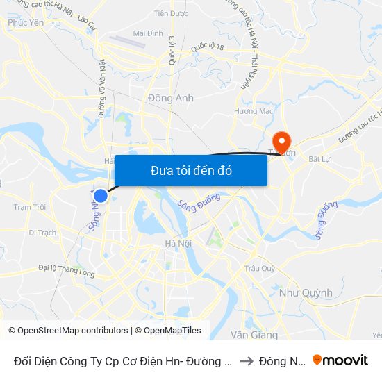 Đối Diện Công Ty Cp Cơ Điện Hn- Đường Đức Thắng to Đông Ngàn map