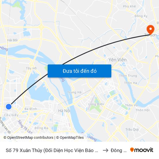 Số 79 Xuân Thủy (Đối Diện Học Viện Báo Chí Và Tuyên Truyền) to Đông Ngàn map