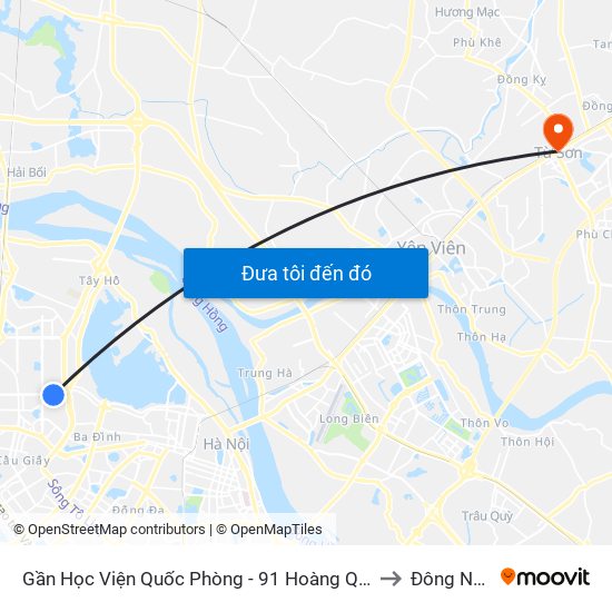 Gần Học Viện Quốc Phòng - 91 Hoàng Quốc Việt to Đông Ngàn map