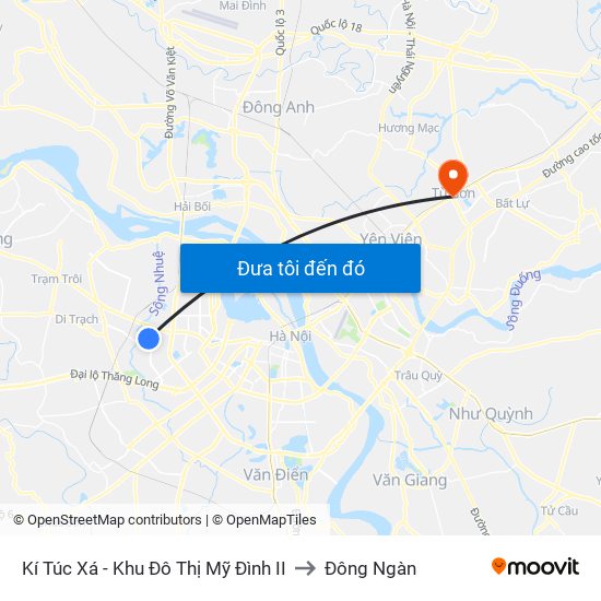 Kí Túc Xá - Khu Đô Thị Mỹ Đình II to Đông Ngàn map