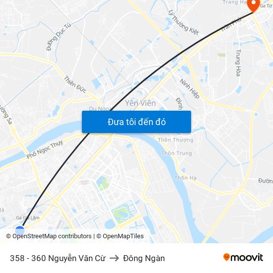 358 - 360 Nguyễn Văn Cừ to Đông Ngàn map