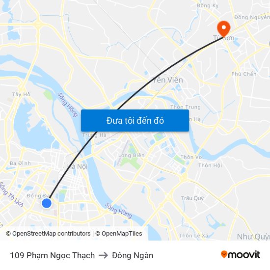 109 Phạm Ngọc Thạch to Đông Ngàn map