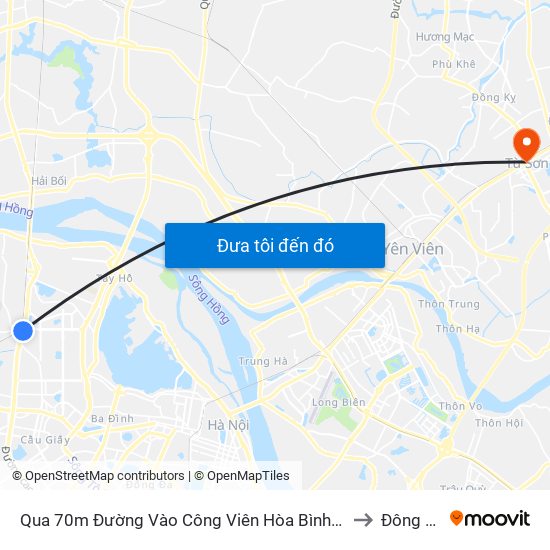 Qua 70m Đường Vào Công Viên Hòa Bình - Phạm Văn Đồng to Đông Ngàn map