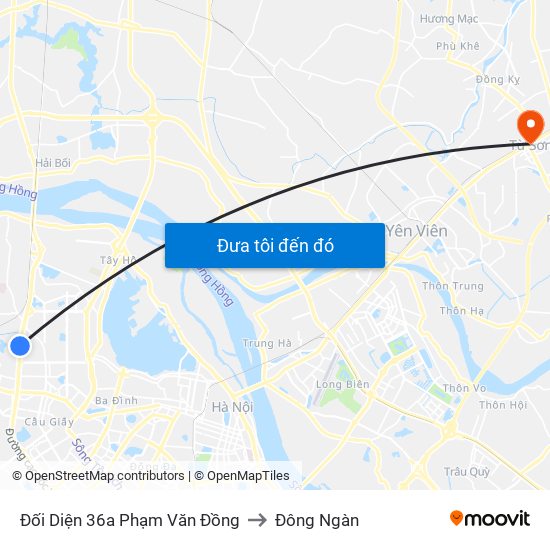 Đối Diện 36a Phạm Văn Đồng to Đông Ngàn map