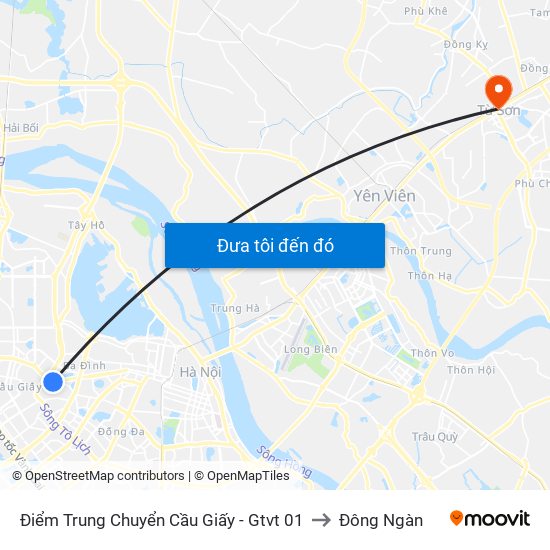 Điểm Trung Chuyển Cầu Giấy - Gtvt 01 to Đông Ngàn map