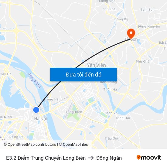 E3.2 Điểm Trung Chuyển Long Biên to Đông Ngàn map