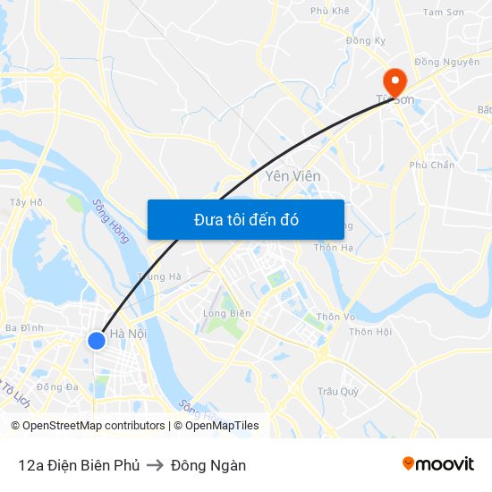 12a Điện Biên Phủ to Đông Ngàn map