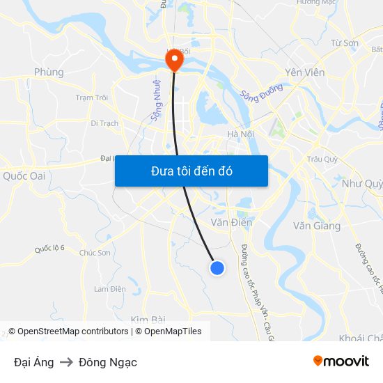 Đại Áng to Đông Ngạc map