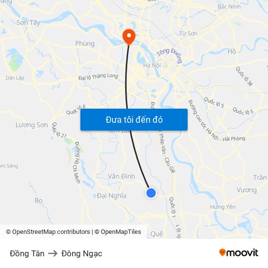 Đồng Tân to Đông Ngạc map