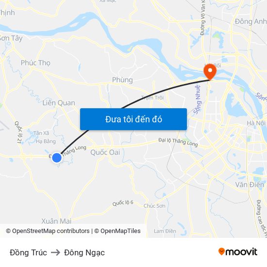 Đồng Trúc to Đông Ngạc map