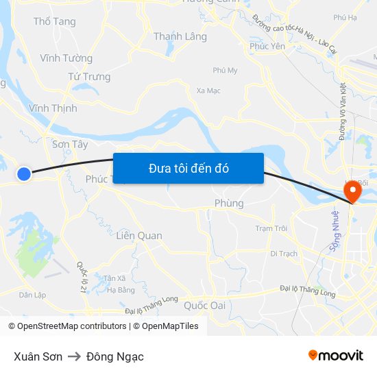 Xuân Sơn to Đông Ngạc map