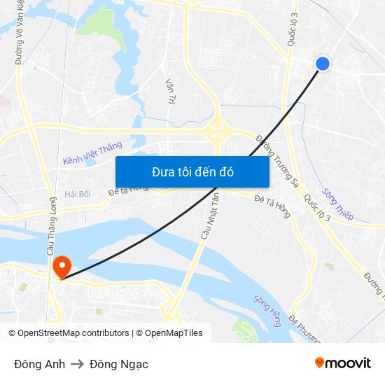 Đông Anh to Đông Ngạc map