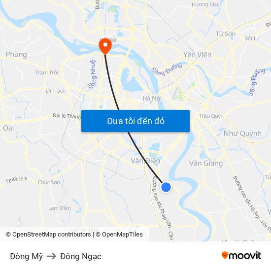 Đông Mỹ to Đông Ngạc map