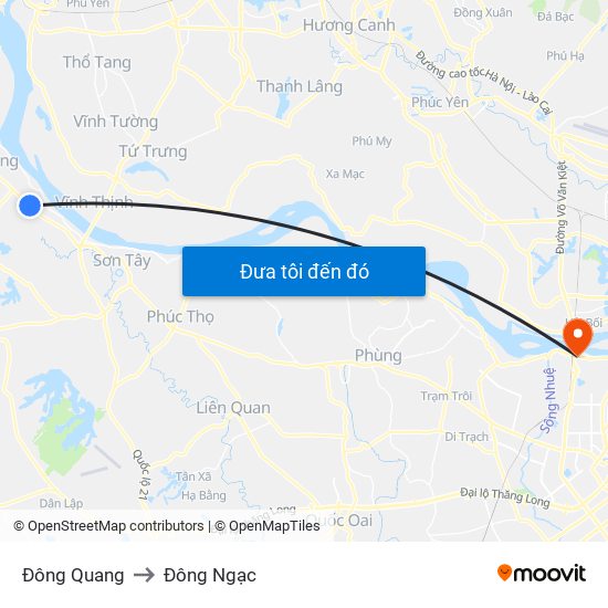 Đông Quang to Đông Ngạc map