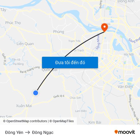 Đông Yên to Đông Ngạc map