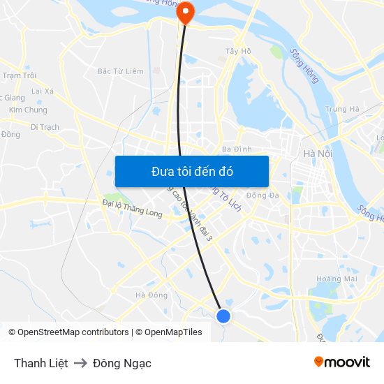 Thanh Liệt to Đông Ngạc map