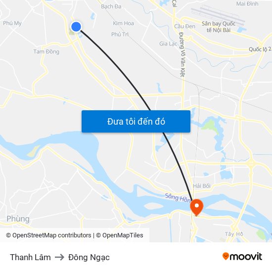 Thanh Lâm to Đông Ngạc map