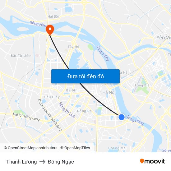 Thanh Lương to Đông Ngạc map