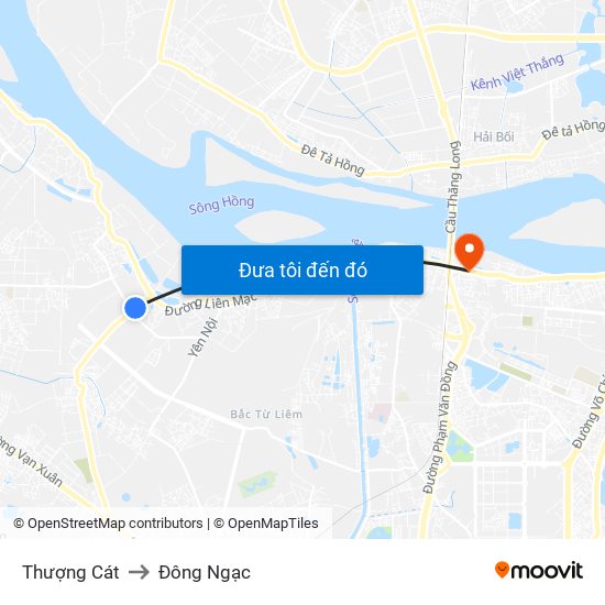 Thượng Cát to Đông Ngạc map