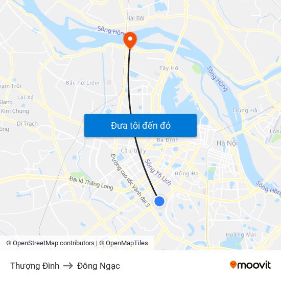 Thượng Đình to Đông Ngạc map