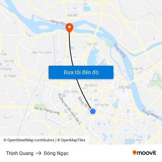 Thịnh Quang to Đông Ngạc map