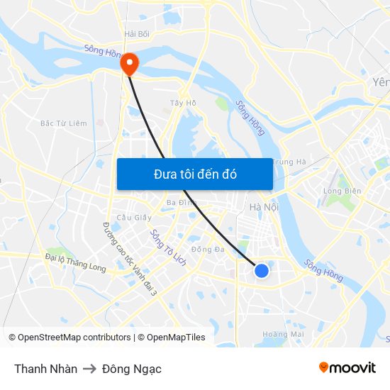 Thanh Nhàn to Đông Ngạc map