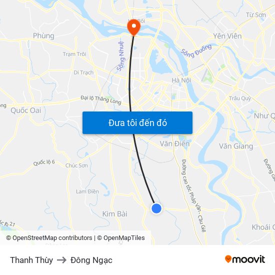 Thanh Thùy to Đông Ngạc map