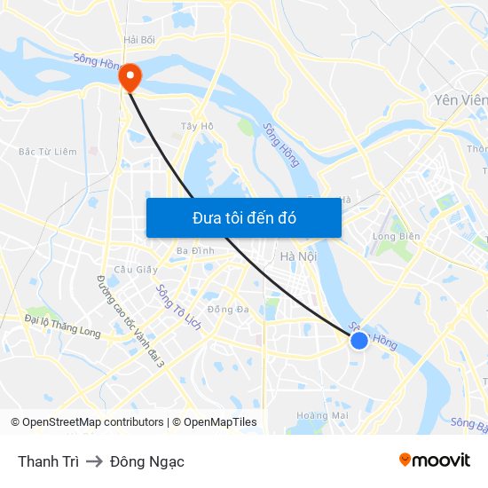 Thanh Trì to Đông Ngạc map