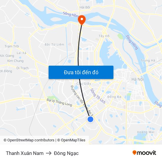 Thanh Xuân Nam to Đông Ngạc map