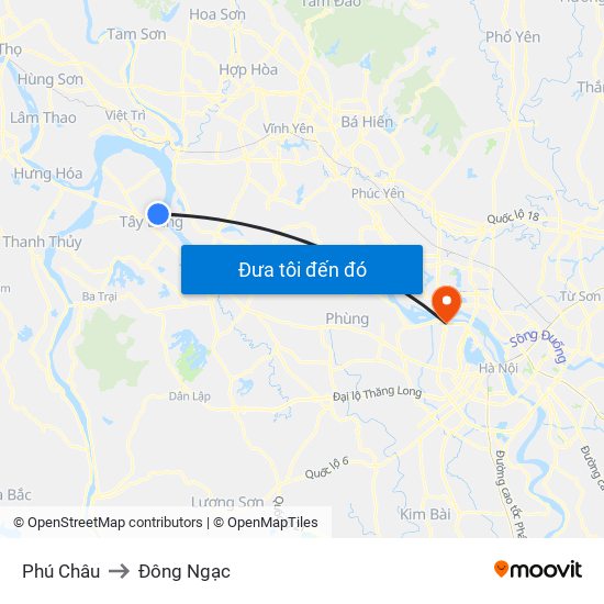 Phú Châu to Đông Ngạc map